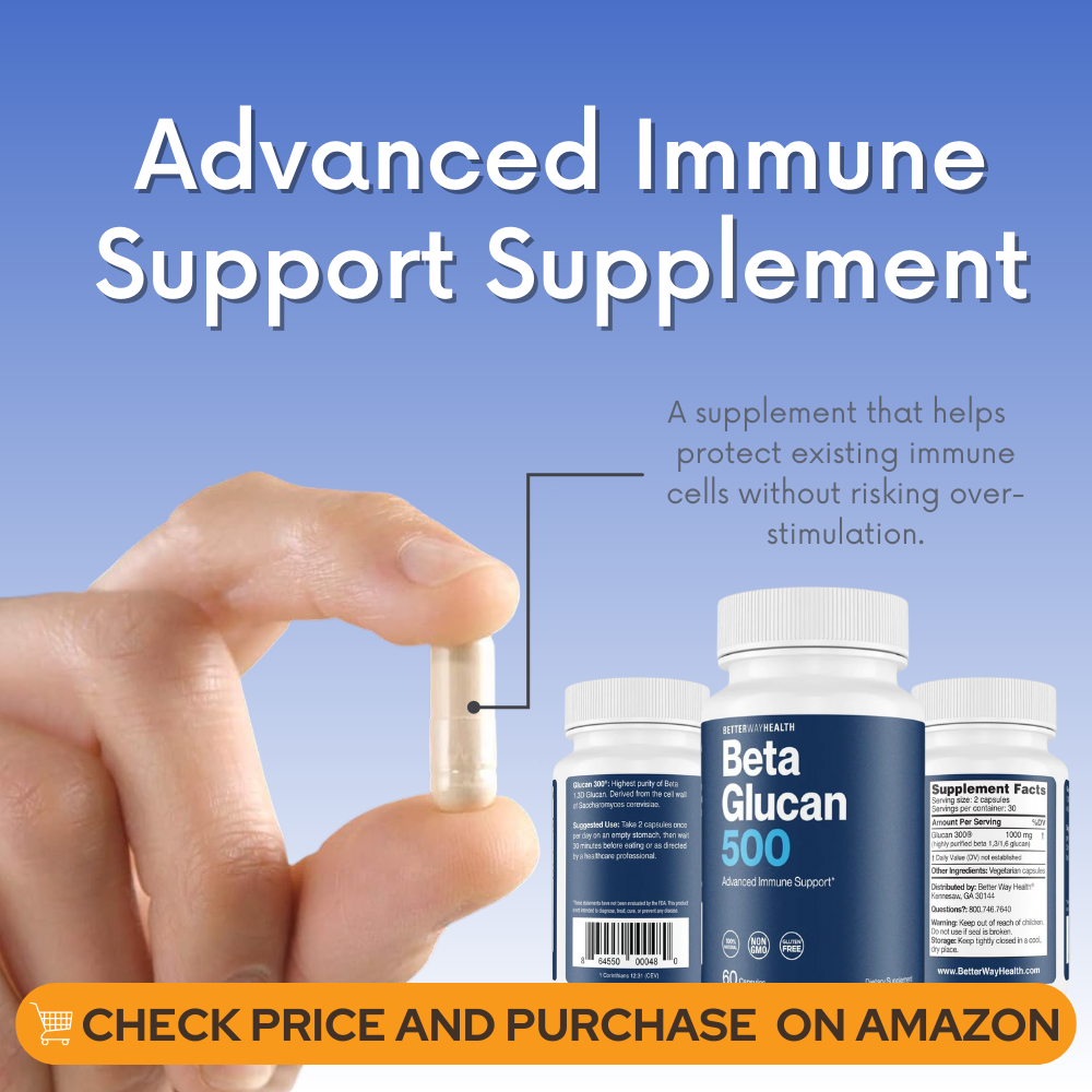 Beta Glucan immune system booster on Amazon